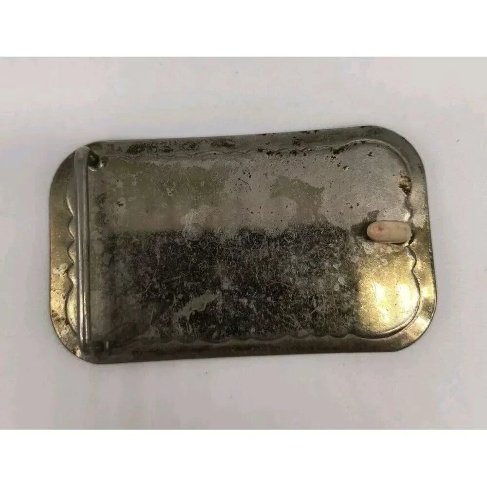 Vintage Nickel Plated Metal Western Cowboy Belt Buckle Rectangular